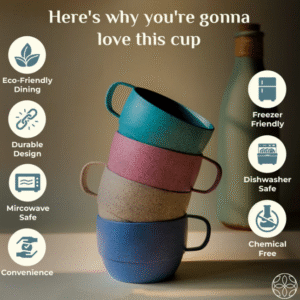 Wheat Straw Mugs – Set of 4 (350 ml) - Image 1