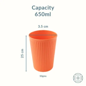 Fluted Bamboo-Wheat Straw Cups – Set of 4 (250 ml) - Image 3