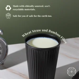 Fluted Bamboo-Wheat Straw Cups – Set of 4 (250 ml) - Image 5