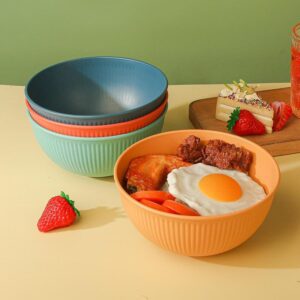 Lokavaa's Reusable Wheat Straw Bowl Set of 6 - Dishwasher & Microwave Safe - BPA Free - Unbreakable Cereal Bowls for Salad, Rice, Soup - 750 ML - Image 5