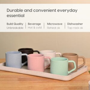 Eha Earth-Friendly Comfy Coffee Cup Set of 6 | 200 ml | Made with Rice Husk & Bamboo Fibers | Microwave Safe | for Hot & Cold Coffee Mug, Tea & Milk | Natural Matte Finish | Multicolor - Image 2