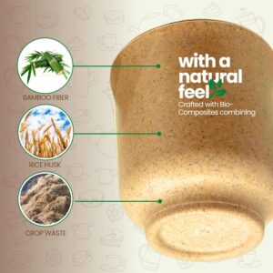 Pacing Grass Set of 4 Microwave Safe Reusable Bamboo Tea Kullads, 160ml, Eco-Friendly Bamboo Bio-Composite Indian Cup for Serving Tea, Coffee, Hot & Cold Drinks at Home, Office, Restaurant, Hotel - Image 4