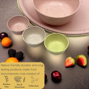 Eco Friendly 10 inch Dinner Plates|Rice Husk and Bamboo Fibre|Set of 3 with 3 Bowls (200ml) and 3 Sauce Bowls - Durable, Microwave Safe, Multicolour - Image 4