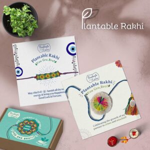 Bombay Greens Plantable Rakhi for Brother Eco- Friendly DIY Grow Kit| Grow Plants from Seeds Rakhi | Rakhi Gift Set for Brother – Combo of Multi Flower and Evil Eye - Image 3
