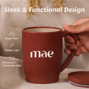 MAE Coffee Mug with Lid | 370 ML | Made with Rice Husk | Eco Friendly & Sustainable Cup | Insulated | Microwave Safe | Travel Friendly | Spill Proof | Office | Home | Gift | Mug | Cup with lid | 2 pc - Image 7