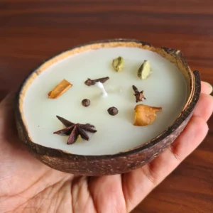 Thenga Spice Candle in Coconut Shell – Eco-Friendly Festive Decor - Image 3