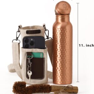 AVA DESIGNZ CLEO HOME (32 Oz/950 ml) Handcrafted Hammered-100% Ayurvedic Copper Water Bottle with Cleaning Brush and Canvas Bag | Lab-Tested, Leak-Proof Bottle - Image 3