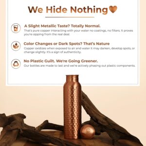 AVA DESIGNZ CLEO HOME (32 Oz/950 ml) Handcrafted Hammered-100% Ayurvedic Copper Water Bottle with Cleaning Brush and Canvas Bag | Lab-Tested, Leak-Proof Bottle - Image 5