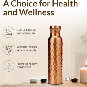 AVA DESIGNZ CLEO HOME (32 Oz/950 ml) Handcrafted Hammered-100% Ayurvedic Copper Water Bottle with Cleaning Brush and Canvas Bag | Lab-Tested, Leak-Proof Bottle - Image 6