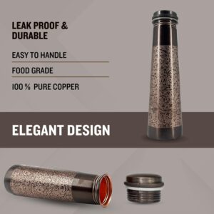 PIEPOT Copper Water Bottle 1 Ltr | Copper Water Bottle with Glass Set | Meena Work | 100% Pure | Leak-Proof | 2 Water Glass 300ml each | Best for Gifting (Light House Design - Brown) - Image 4