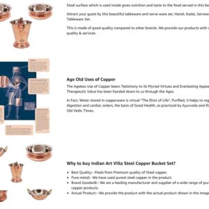 Indian Art Villa Steel Copper Serving Set Including 1 Bucket, 2 Handi, 2 Kadai, Serveware & Tableware Set, Set of 5, Polka Dot - Image 6