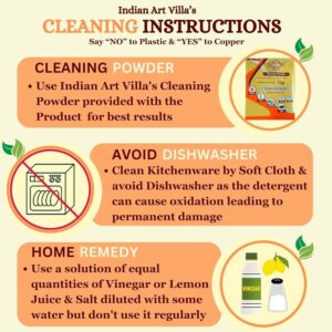 INDIAN ART VILLA Pure Copper Bedroom Water Bottle with Inbuilt Glass, Matka Hammered Design - Antique Dark, Drinkware and Storage Purpose, 1600 ML (Pack of 1) - Image 5