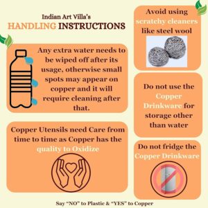 INDIAN ART VILLA Pure Copper Bedroom Water Bottle with Inbuilt Glass, Matka Hammered Design - Antique Dark, Drinkware and Storage Purpose, 1600 ML (Pack of 1) - Image 6