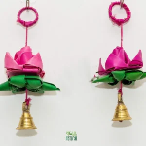 Handmade Palm Leaf Lotus Hanging | Eco-Friendly Diwali Decor | Set of 4 - Image 3
